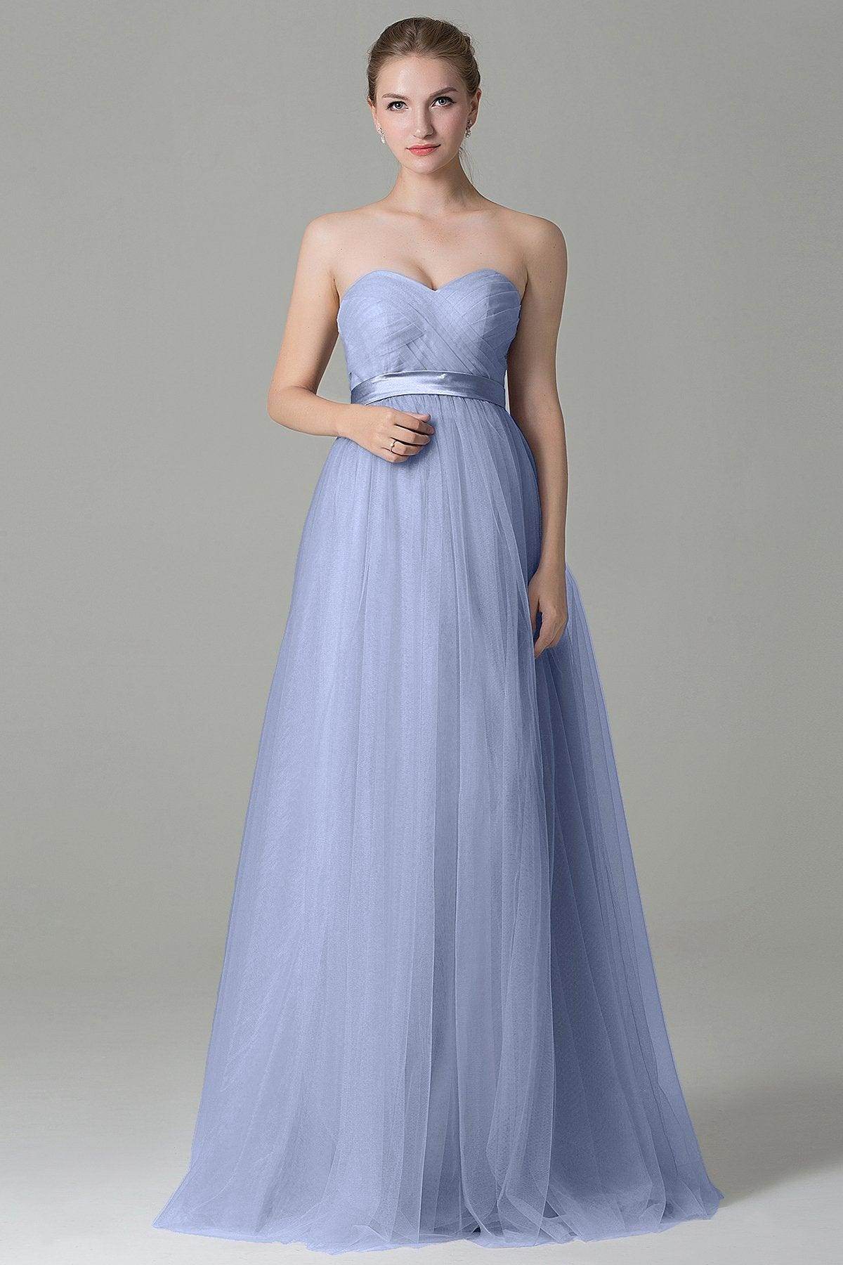 Sheath-Column Floor Length Tulle Bridesmaid Dress COZF1500B - COCOMELODY